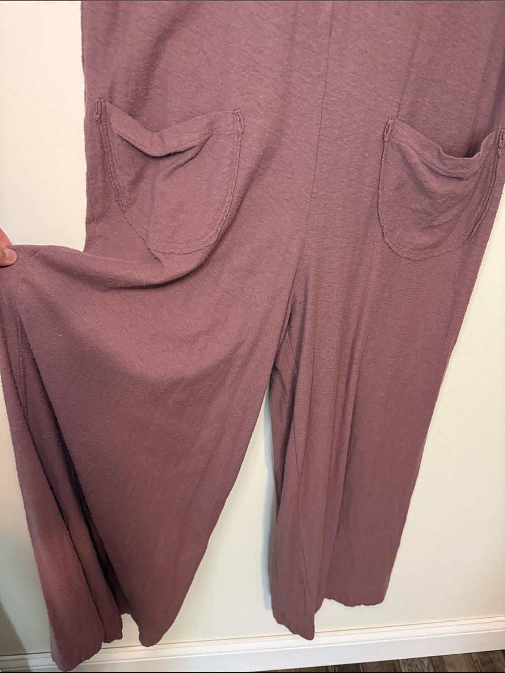 Free People Beach 100% Cotton Mauve Button-Front Long Jumpsuit - Picture 2 of 6